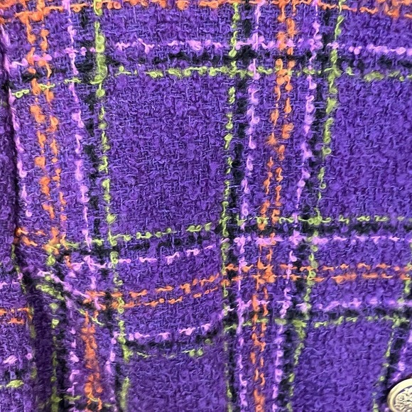 Vintage Susan Bristol Womens Purple Plaid Ornate Button Wool Jacket Size 12 - Picture 8 of 11